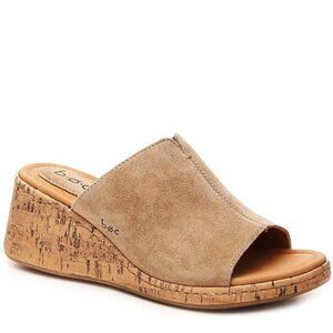 BOC by Born Catia Cork Wedge Slide-On Leather Suede Sandal